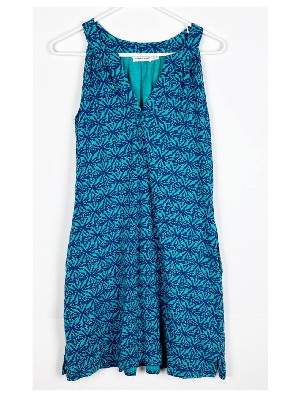 Vineyard Vines sleeveless Tank Shift Dress Size Small Geometric Print Resort